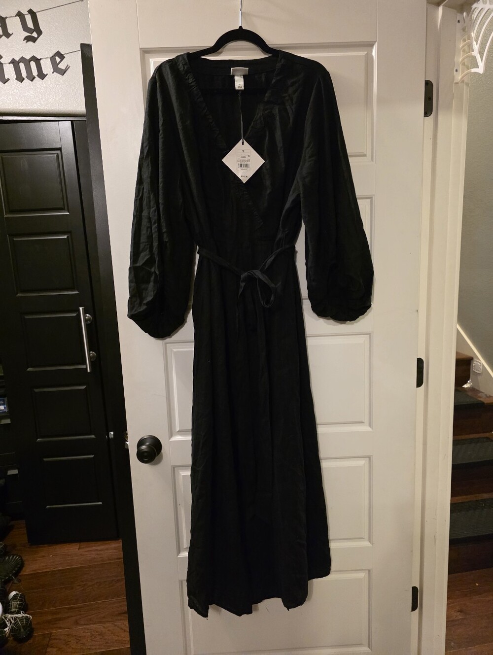 Black Long Sleeve Wrap Maxi Dress Size 1X
